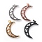 Brass Micro Pave Cubic Zirconia Pendants, with Jump Rings, Moon, Clear & Black, Mixed Color, 28x18x3.5mm, Hole: 3mm