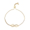 Infinity with Heart Brass Micro Pave Clear Cubic Zirconia Link Bracelets, Box Chains Slider Bracelets, Golden for Women, 6-1/4 inch(16cm)
