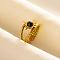 304 Stainless Steel Sun Cuff Rings, Love Design Glass Open Ring for Women Men
