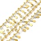 Glass Beaded Teardrop Charm Chains, with Real 18K Gold Plated Brass Curb Chains, Soldered, with Spool, Dark Sea Green, 1.5mm