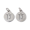Non-Tarnish 304 Stainless Steel Charms, with Jump Ring, Flat Round with Ohm/Aum Charm, Stainless Steel Color, 14x12x1.1mm, Hole: 3mm