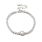 Clear Cubic Zirconia Flat Round Link Bracelet with Tennis Chains, Brass Jewelry for Women, Platinum, 6-1/2 inch(16.5cm)