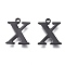304 Stainless Steel Charms, Laser Cut, Alphabet, Electrophoresis Black, Letter.X, 12.5x10.5x0.8mm, Hole: 1mm