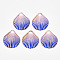 Transparent Acrylic Links connectors, with Plated Bottom, Scallop Shape, Royal Blue, 35x32x5mm, Hole: 1.2mm