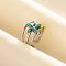 304 Stainless Steel Flower Cuff Rings, Love Design Synthetic Turquoise Open Ring for Women