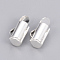 Brass Slide On End Clasp Tubes, Slider End Caps, Cadmium Free & Nickel Free & Lead Free, Silver Color Plated, 6x8x4mm, Hole: 1x2.5mm, Inner Diameter: 3mm