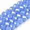 Electroplate Glass Beads Strands, Imitation Jade Beads, Pearl Luster Plated, Faceted, Rondelle, Cornflower Blue, 8x5mm, Hole: 0.5mm, about 63~65pcs/strand, 39~40cm