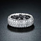 Brass Micro Pave Clear Cubic Zirconia Finger Rings, Platinum, 8.5mm, US Size 7(17.3mm)
