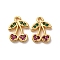 Brass Micro Pave Cubic Zirconia Charms, Cherry Charms, Long-Lasting Plated, Nickel Free, Real 18K Gold Plated, 12x9.5x1.5mm, Hole: 1.2mm
