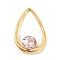 304 Stainless Steel Micro Pave Cubic Zirconia Pendants, Teardrop with Round, Pearl Pink, 28.5x18.5x4.5mm, inner diameter: 16.5x14.5mm