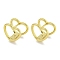 Heart Brass Hoop Earrings, Real 18K Gold Plated, 10.5x12.5mm