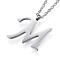 Non-Tarnish 304 Stainless Steel Initial Pendant Necklaces, Letter M, with Cable Chains and Lobster Clasp, Stainless Steel Color, 18.11 inch(46cm)