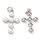Brass Plastic Imitation Pearls Pendants, with Jump Ring, Cadmium Free & Lead Free, Long-Lasting Plated, Cross Charms, Platinum, 22x14.5x5mm, Hole: 3mm
