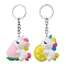 2Pcs 2 Styles Cartoon Unicorn PVC Plastic Keychain, with Iron Split Key Rings, Colorful, 10.4~10.5cm, 1pc/style