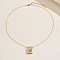 Stainless Steel Pave Clear Cubic Zirconia Openable Rectangle with Hollow Heart Pendant Necklaces for Daily Wear, Golden, 15.94 inch(40.5cm)