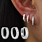3 Pcs Elegant 925 Sterling Silver Clear Cubic Zirconia Ring Hoop Earrings, Silver, 11~12mm