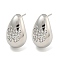 Rack Plating Brass Micro Pave Clear Cubic Zirconia Stud Earring, Cadmium Free & Lead Free, Long-Lasting Plated, Teardrop, Real 18K Gold Plated, Butterfly, 19x12mm