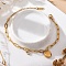 304 Stainless Steel Charm Bracelets, with Paperclip Chains and Clear Cubic Zirconia, Heart, Golden, 6-7/8 inch(17.5cm)