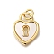 Brass Micro Pave Cubic Zirconia Pendants, Cadmium Free & Lead Free, with Shell, Real 16K Gold Plated, Heart Charms, Lock with Jump Ring, Real 16K Gold Plated, 14.5x11x2mm