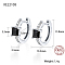 Anti-Tarnish Platinum Rhodium Plated 925 Sterling Silver Hoop Earrings, Square Cubic Zirconia Earrings, with S925 Stamp, Black, 11.8x13.5mm