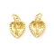 Real 18K Gold Plated Brass Inlaid Cubic Zirconia Charms, with Jump Ring, Long-Lasting Plated, Heart, Yellow, 9.5x7x4mm, Jump Ring: 4x0.5mm, 2.5mm Inner Diameter