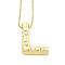 Brass & Plastic Pearl Letter Pendant Box Chain Necklaces for Women, Real 18K Gold Plated, Letter L, 17.64 inch(44.8cm)