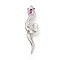 Rack Plating Brass Micro Pave Cubic Zirconia Pendants, Long-Lasting Plated, Cadmium Free & Lead Free, Snake, Platinum, 47x13x8.5mm, Hole: 6x3.5mm