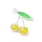 Alloy Enamel Pendants, Cadmium Free & Nickel Free & Lead Free, Cherry Charm, Rack Plating, Platinum, Yellow, 23.5x18.5x6mm, Hole: 1.6mm
