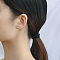 Brass Cubic Zirconia Flat Round Stud Earrings, Platinum, Light Sky Blue, 6mm