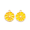 Alloy Pendants, with Epoxy Resin, Cadmium Free & Lead Free, Lemon, Golden, Gold, 26.5x23x1.6mm, Hole: 2mm