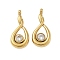 304 Stainless Steel Pendants, with Rhinestone, Teardrop Charm, Real 14K Gold Plated, 18x8x2mm, Hole: 1.4mm