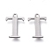 Tarnish Resistant 304 Stainless Steel Charms, Laser Cut, Alphabet, Stainless Steel Color, Letter.T, 12x9x0.8mm, Hole: 1mm