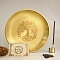 Tree of Life Pattern Flat Round 201 Stainless Steel Candle Holders, with Magnet, Pentacle Parchment Paper, 9-Hole Incense Holder, Home Tabletop Centerpiece , Golden, 14.5x14.5x1.7cm