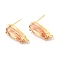 K9 Glass Stud Earring Teardrop Findings, with Light Gold Tone Brass Findings, Cadmium Free & Nickel Free & Lead Free, Crystal Aurum, 19x8mm, Hole: 1.2mm, Pin: 0.8mm