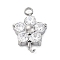 304 Stainless Steel Micro Pave Cubic Zirconia Flower Connector Charms, Stainless Steel Color, Clear, 13.5x9x3.5mm, Hole: 1.4mm and 1.6mm