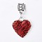 Alloy European Dangle Charms, with Enamel, Heart, Large Hole Pendants, Red, 30mm, Hole: 5mm