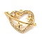 Brass Micro Pave Cubic Clear Zirconia Pendants, Real 18K Gold Plated, Heart, Heart, 16x20x3.5mm, Hole: 1mm