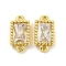 Brass Clear Cubic Zirconia Connector Charms, Cadmium Free & Nickel Free & Lead Free, Rectangle Link, Real 18K Gold Plated, 10.5x5.5x2mm, Hole: 1mm