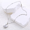 Stainless Steel Crystal Rhinestone Heart Pendant Necklaces for Women, Stainless Steel Color