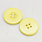 Resin Buttons, Dyed, Flat Round, Yellow, 20x3mm