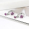 925 Sterling Silver Cubic Zirconia Plum Blossom Hoop Earrings, Romantic Sweet Fashion Earrings, Silver, Magenta, 16x6mm