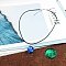 Zinc Alloy & Luminous Blue Glass Flat Round with Constellation Pendant Black Waxed Cord Necklaces, Platinum, Virgo, 15.75 inch(40cm)