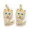 Brass Micro Pave Clear Cubic Zirconia Pendants, Long-Lasting Plated, with Jump Rings, Cat, Golden, 11.5x7x2mm, Hole: 4.5x0.8mm