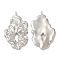 Brass Pendants, Nickel Free, Flower Charm, Real Platinum Plated, 26.5x15.5x2.5mm, Hole: 1mm