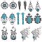 16Pcs 8 Styles Synthetic Turquoise Alloy Pendants, Vintage Charms, Antique Silver, Mixed Shapes, 23~51x8.5~32.5x4.5~5mm, Hole: 2~3mm, 2pcs/style