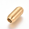 304 Stainless Steel Magnetic Clasps with Glue-in Ends, Ion Plating (IP), Matte, Column, Golden, 19x9mm, Hole: 5mm