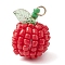 Seed Beads Beaded Pendants, Apple Charms, with Glass Pearl Beads inside, Red, 21.5x15mm, Hole: 2mm