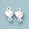 Brass Connector Charms, Cadmium Free & Lead Free, Heart Links, 925 Sterling Silver Plated, 8.5x4.5x2mm, Hole: 1mm