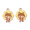 Animal Forest Theme Zinc Alloy Enamel Pendants, Light Gold Charms, Brown, 20x15.5x1.3mm, Hole: 1.9mm