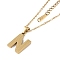 Ion Plating(IP) Initial Letter 304 Stainless Steel Pendant Necklaces, Real 18K Gold Plated, Letter N, 15.87 inch(40.3cm), Pendant: about 17x11.5mm